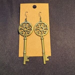 Antique Gold Key Earrings